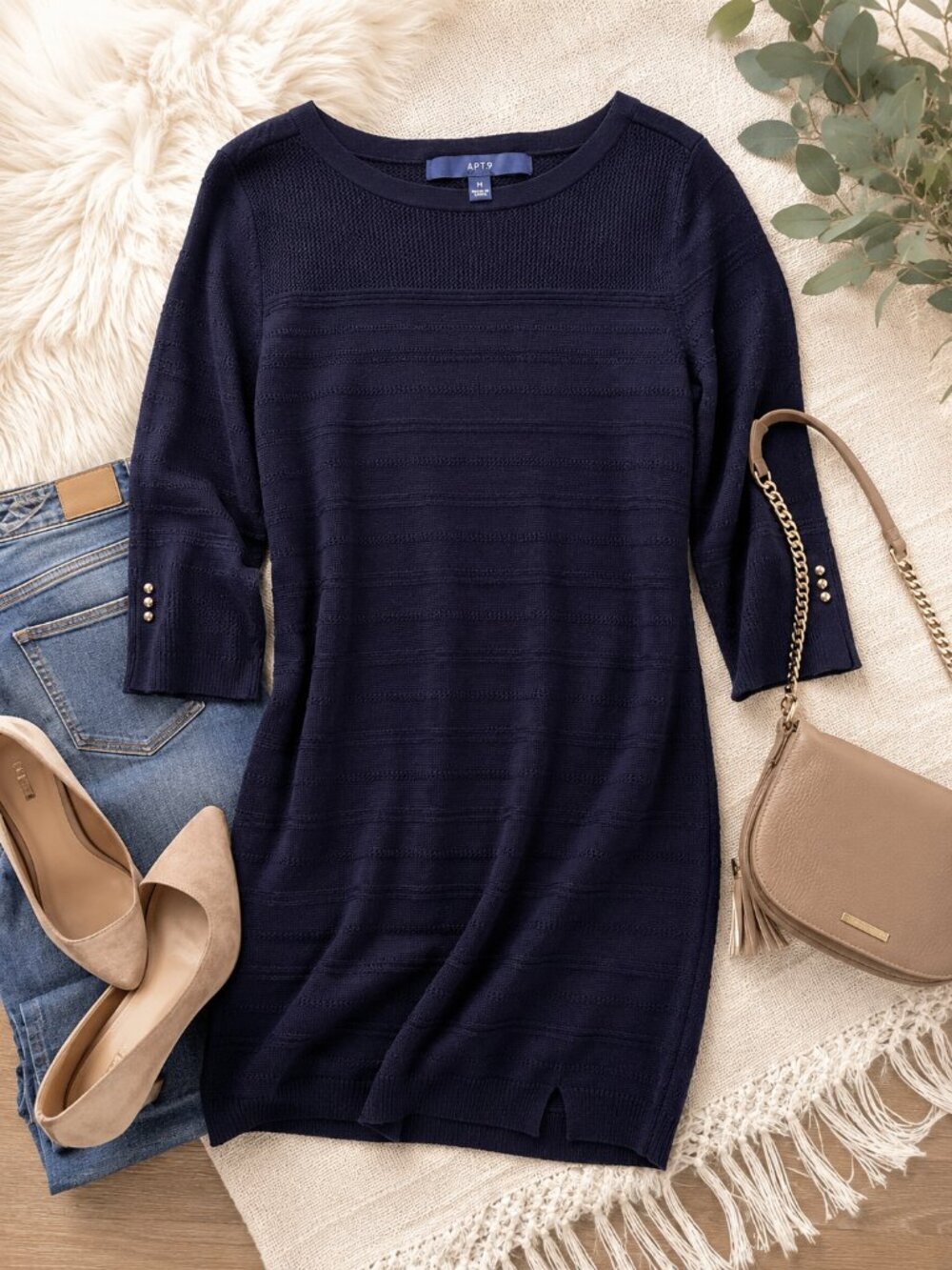 Apt. 9 | Purple Long-Sleeve Lightweight Sweater with Side Slit | Sz M